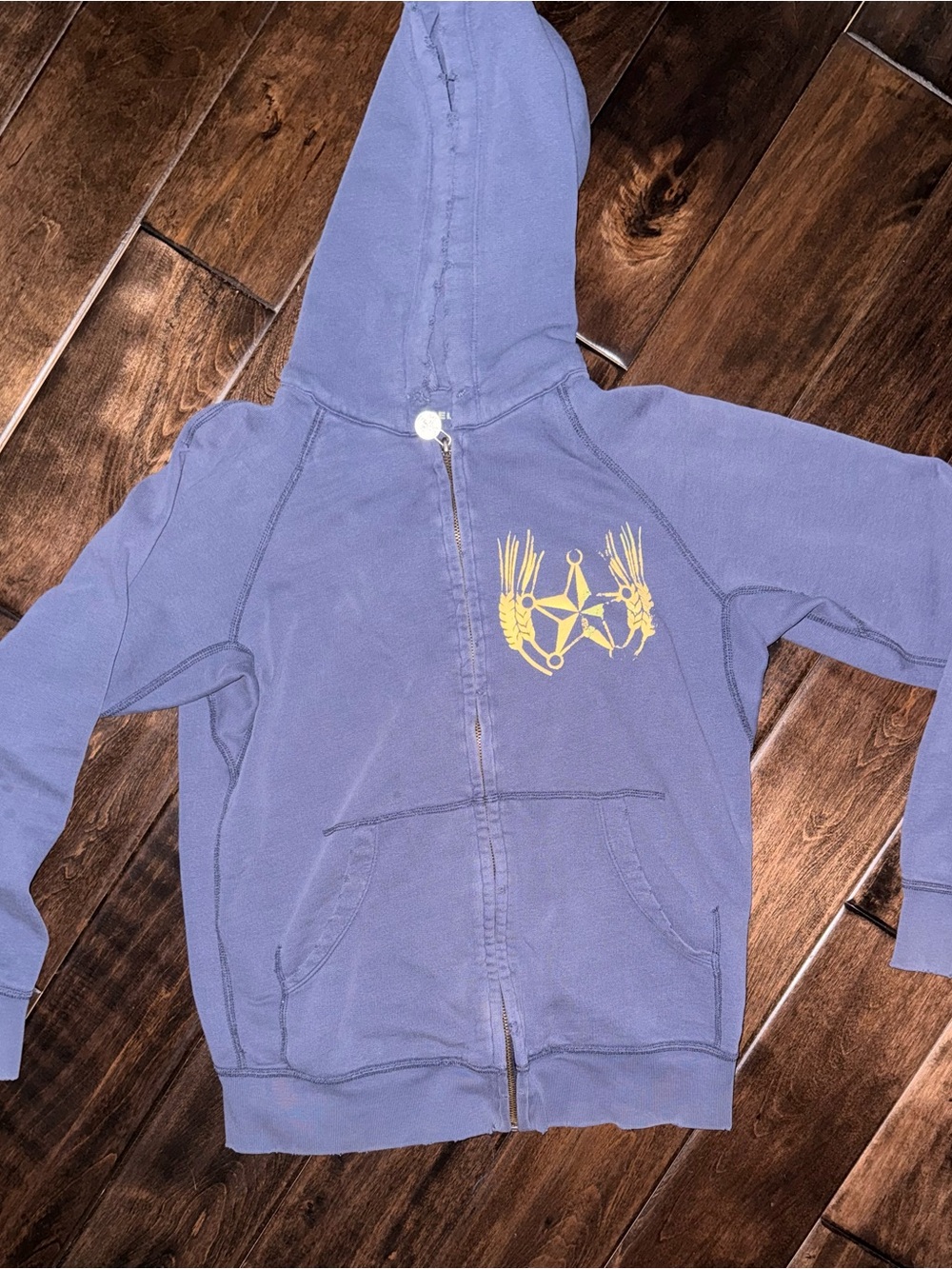 Vintage Diesel men’s navy zip up hoodie. Size small. Distressed.